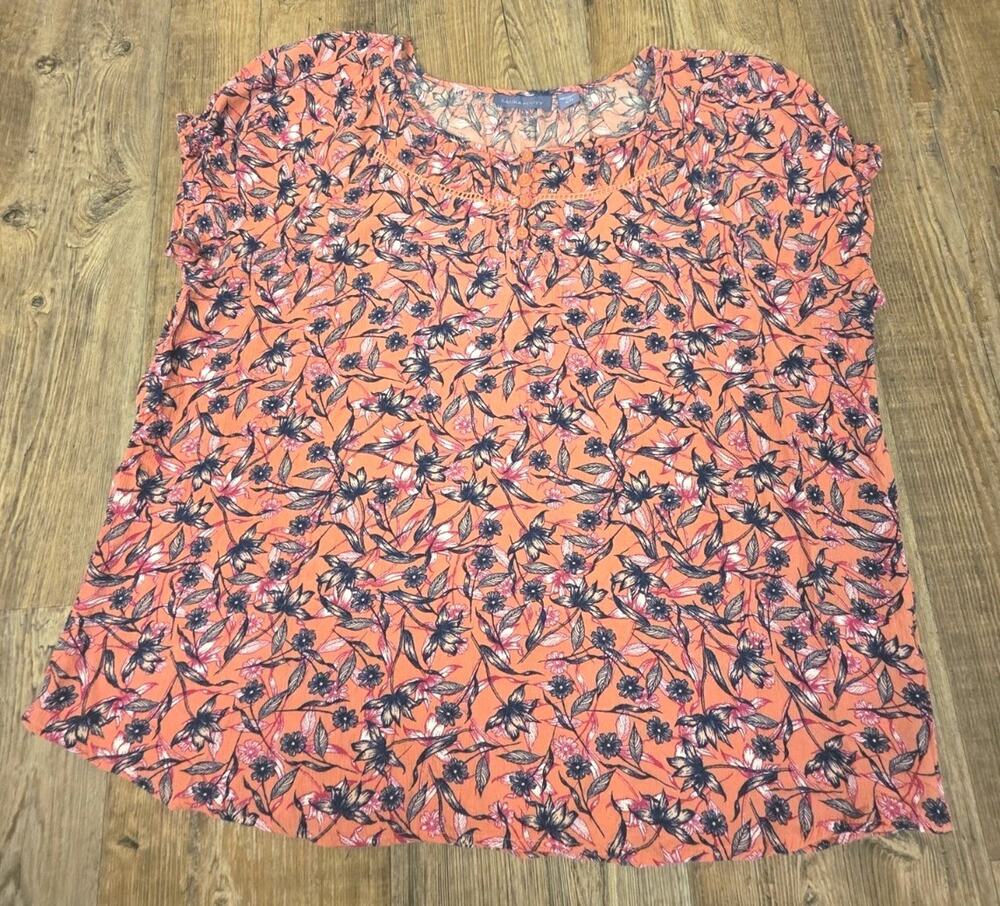 Sears Laura Scott Women's Extra Large Blouse Floral Rayon Soft Peasant Prairie